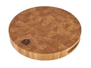 A circular chopping board