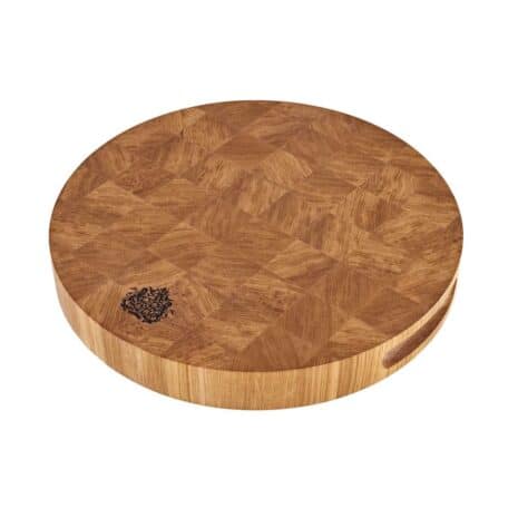 A circular chopping board